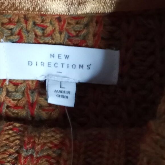 New Directions Women's Knit Scoop Neck Multi Color Long Sleeve Western Sweater L - Picture 11 of 12